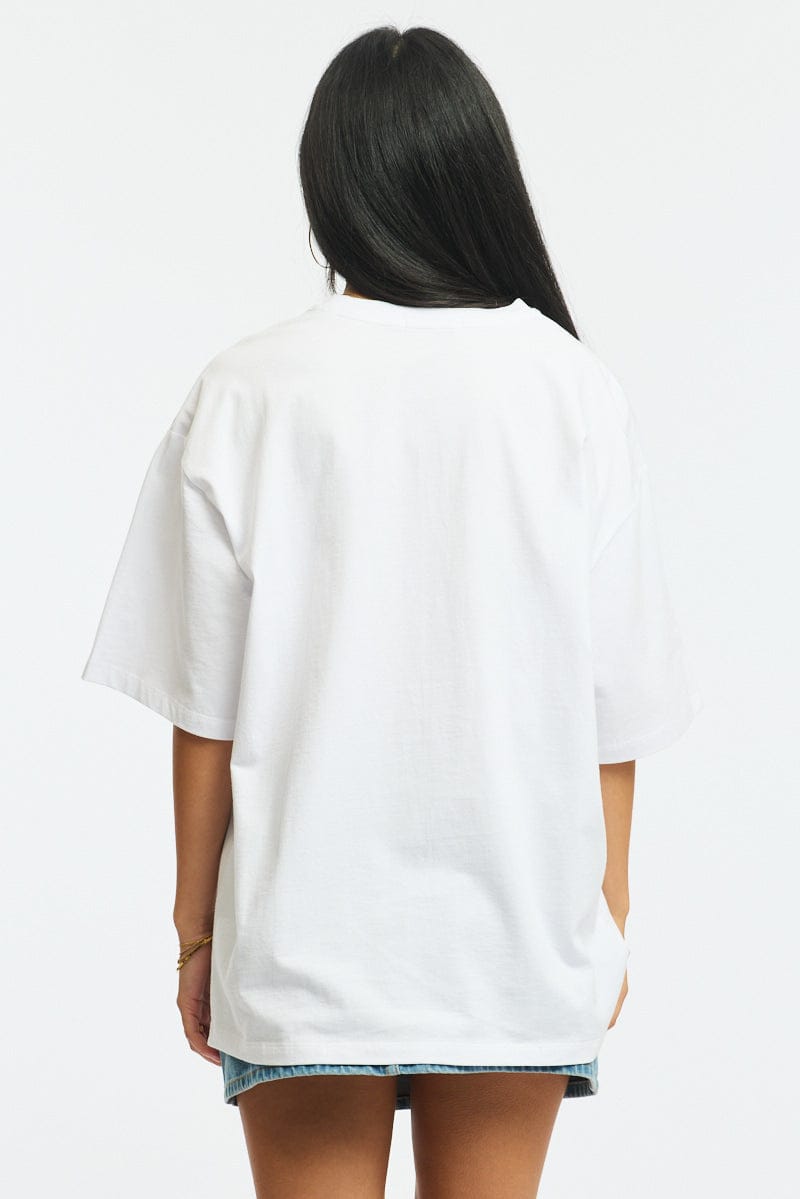 White Graphic Tee Short Sleeve for Ally Fashion