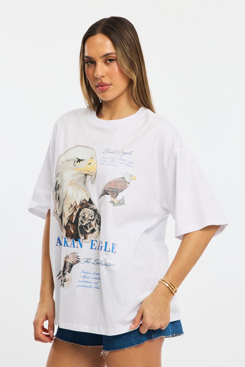 White Graphic Tee Short Sleeve for Ally Fashion