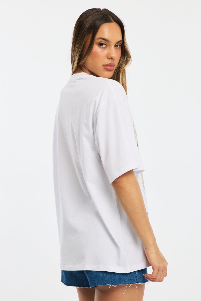 White Graphic Tee Short Sleeve for Ally Fashion