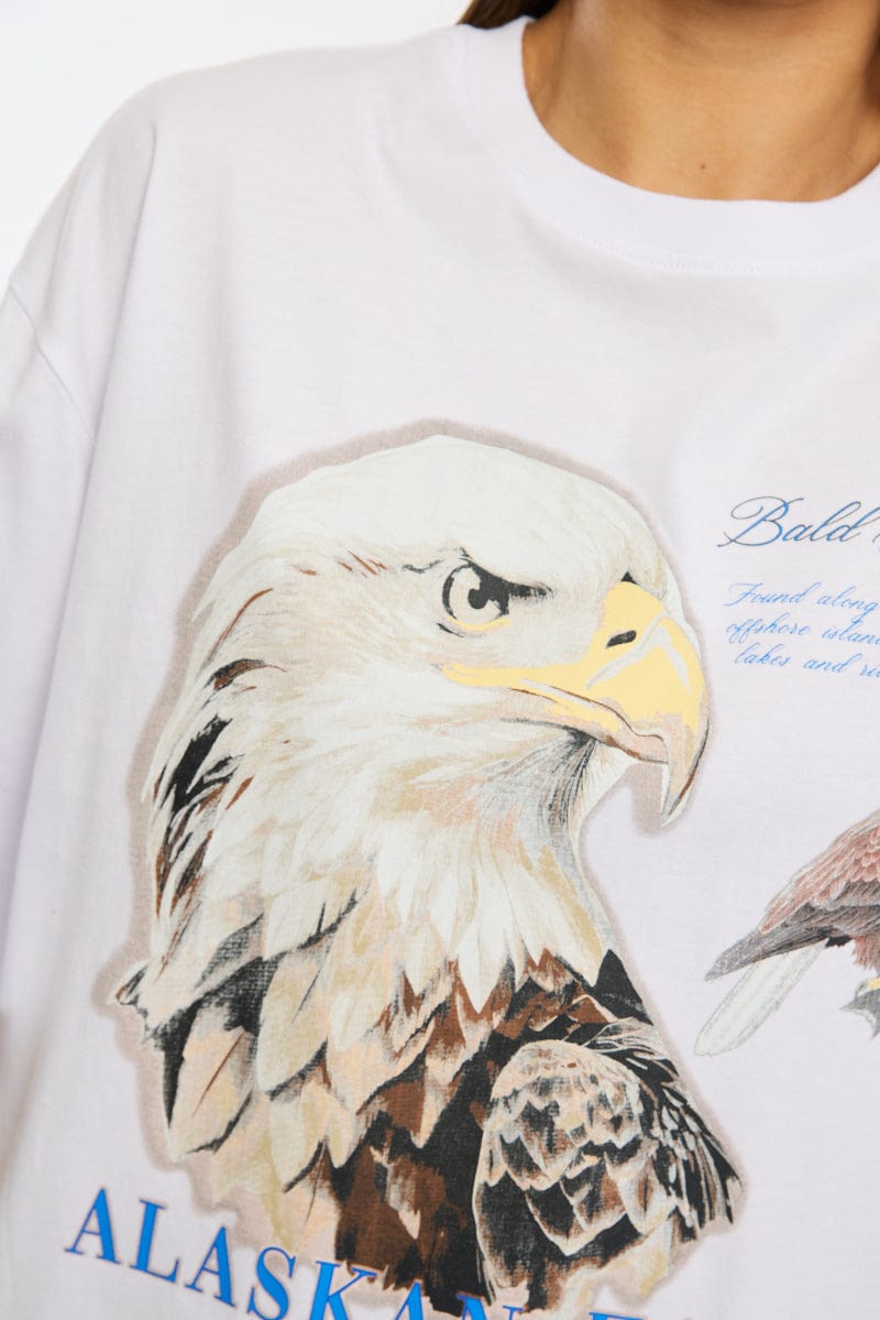 White Graphic Tee Short Sleeve for Ally Fashion
