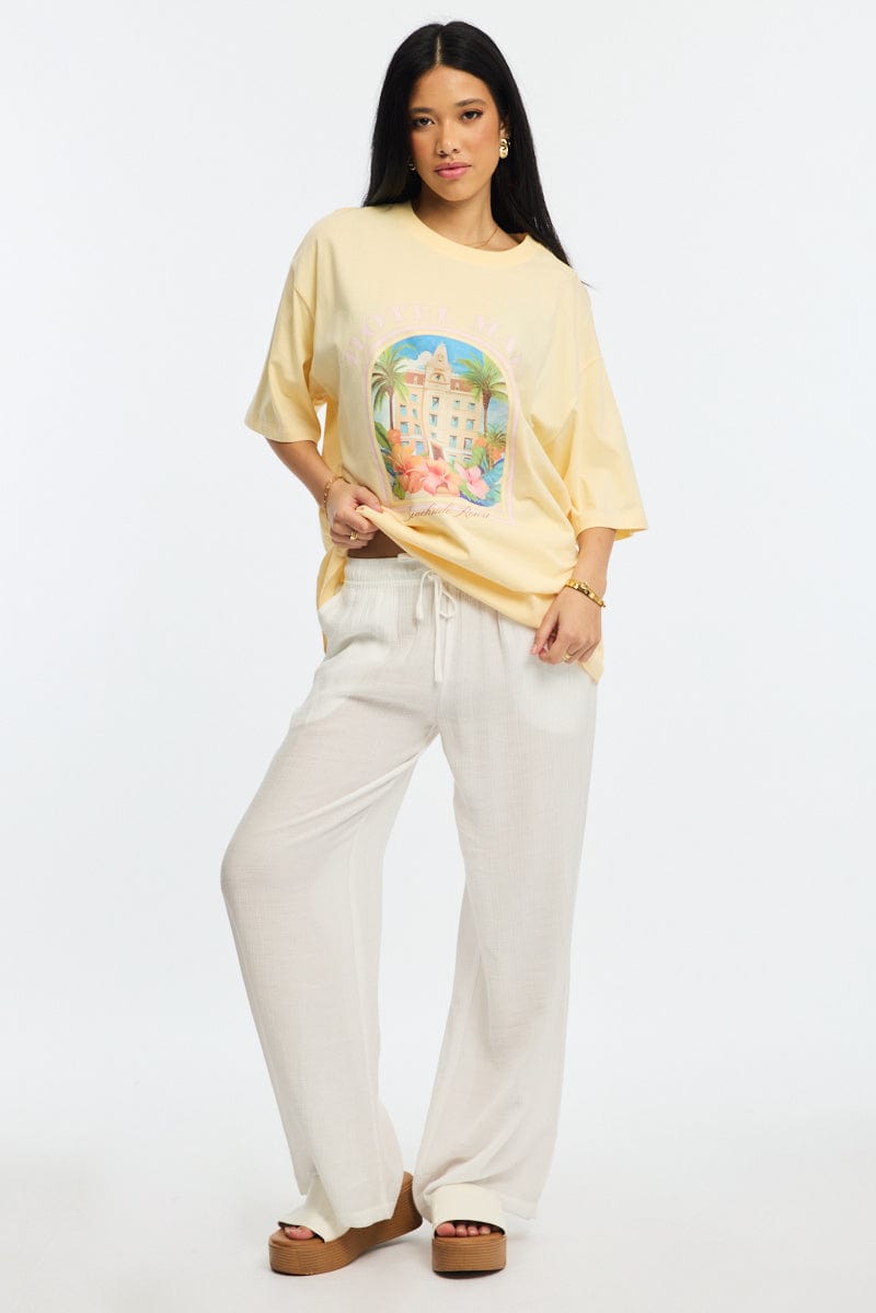 Yellow Graphic Tee Short Sleeve for Ally Fashion