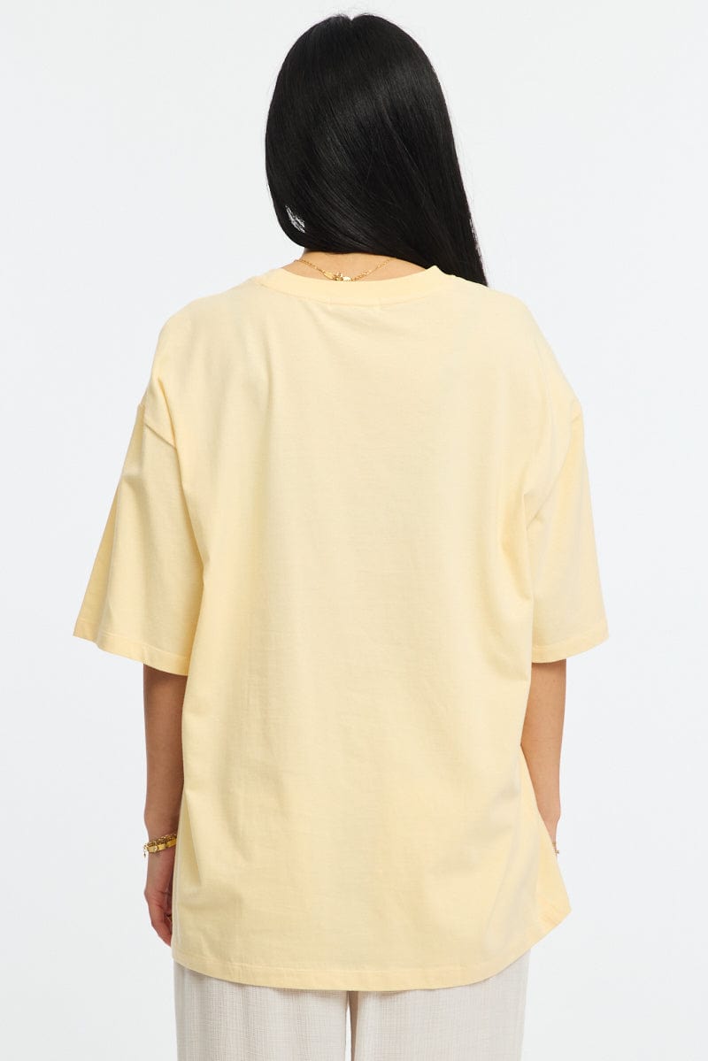 Yellow Graphic Tee Short Sleeve for Ally Fashion