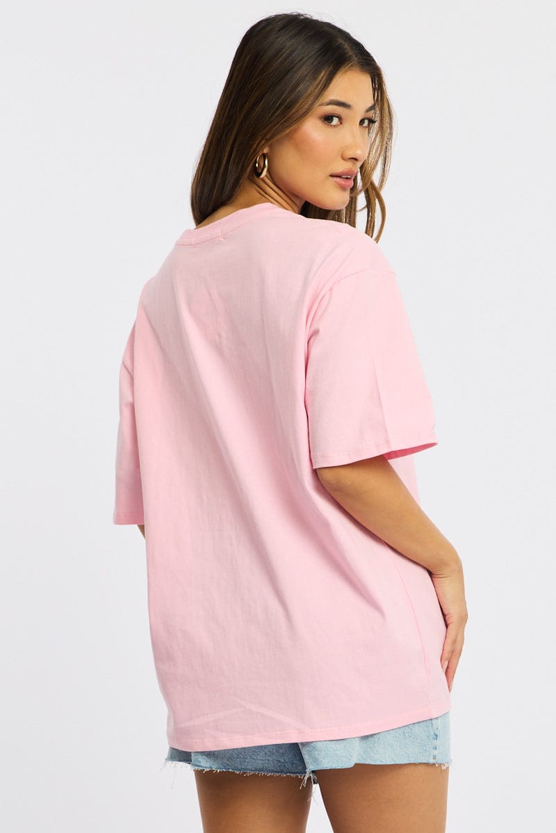 Pink Graphic Tee Short Sleeve for Ally Fashion