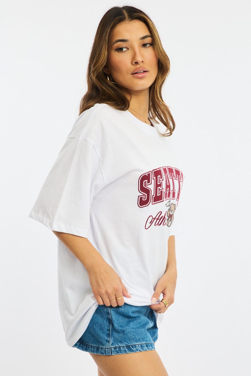 White Graphic Tee Short Sleeve for Ally Fashion