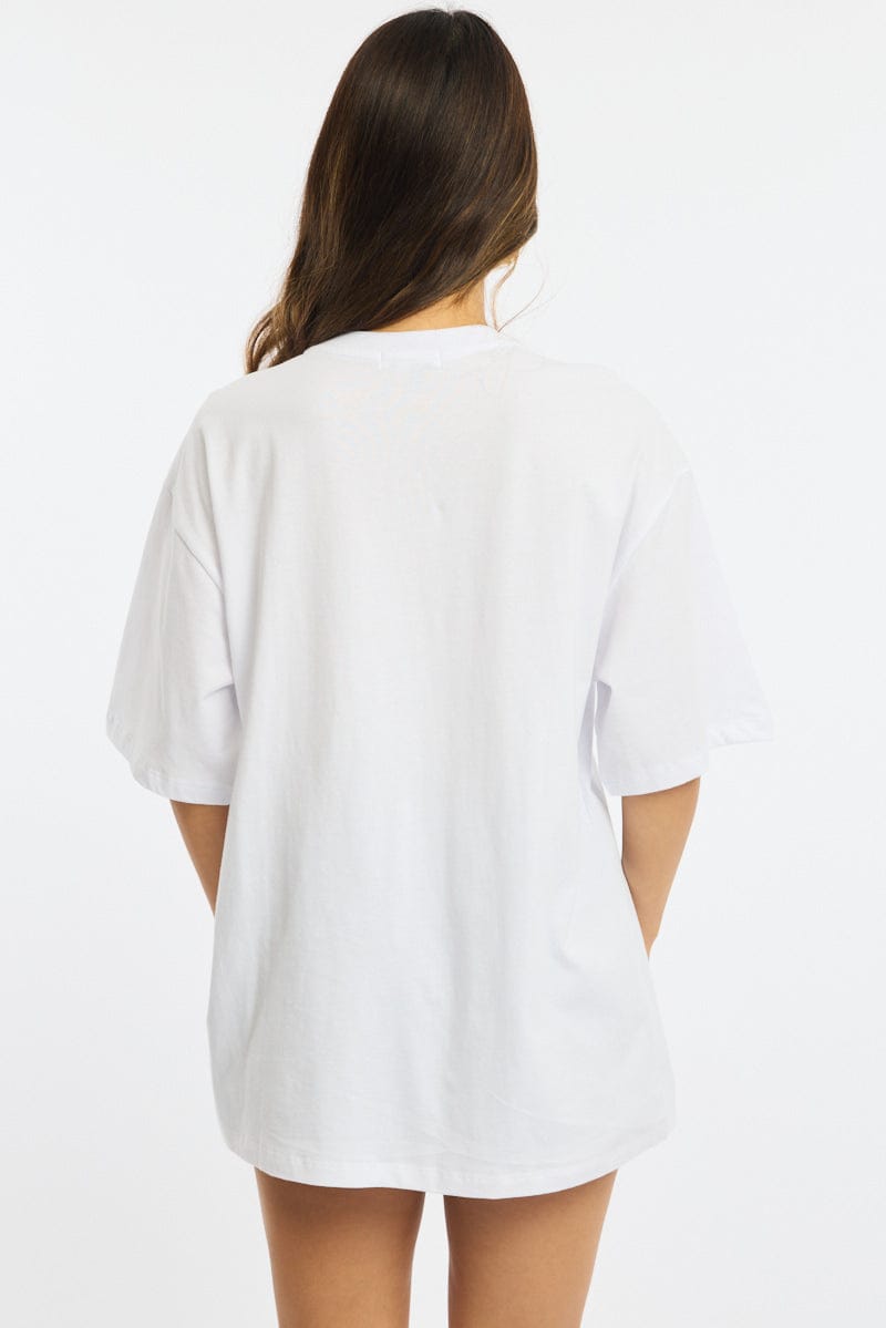 White Graphic Tee Short Sleeve for Ally Fashion