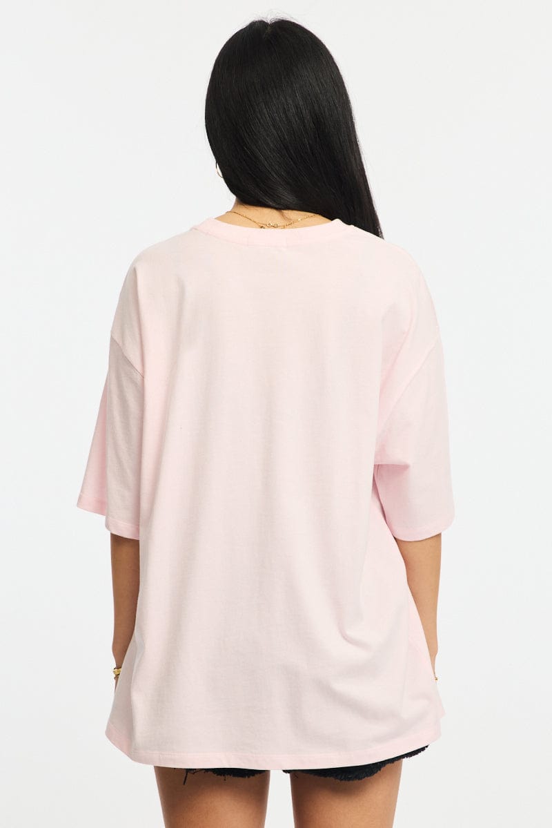 Pink Graphic Tee Short Sleeve for Ally Fashion