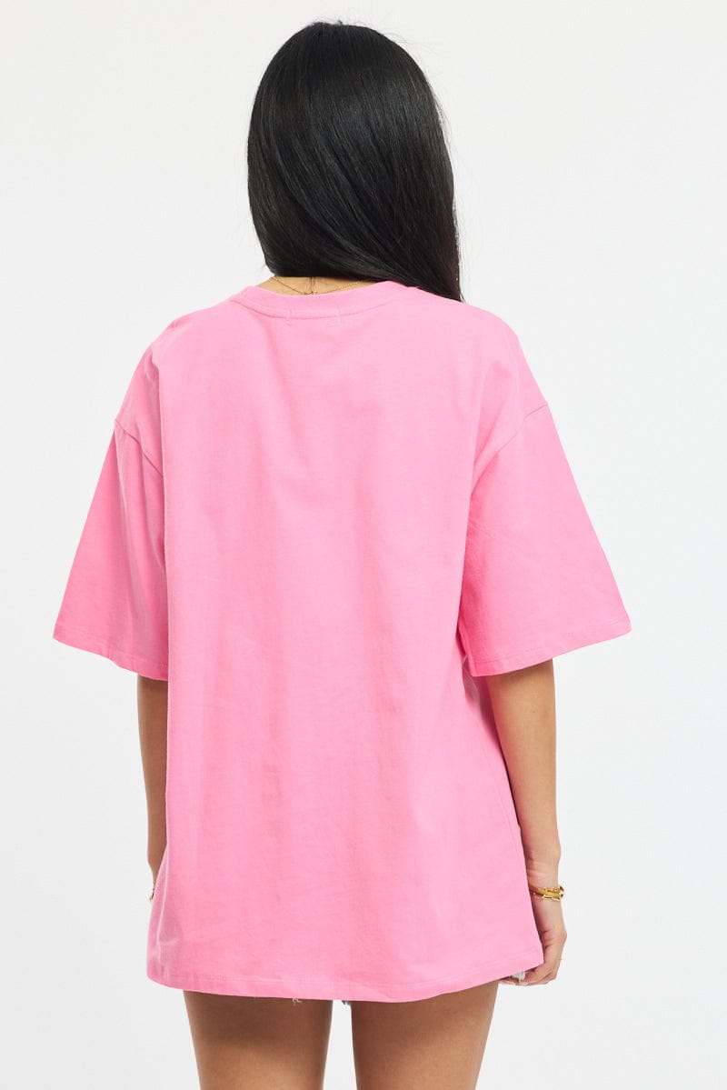 Pink Graphic Tee Short Sleeve for Ally Fashion