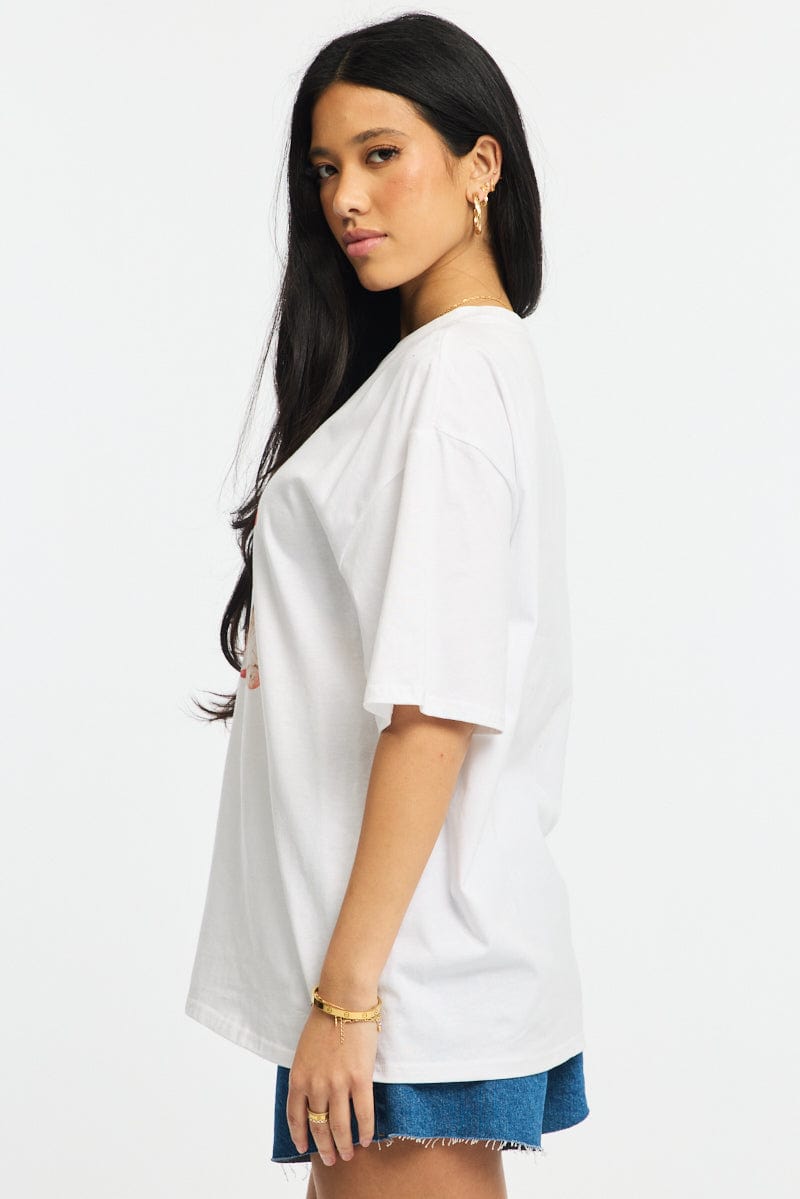 White Graphic Tee Short Sleeve for Ally Fashion