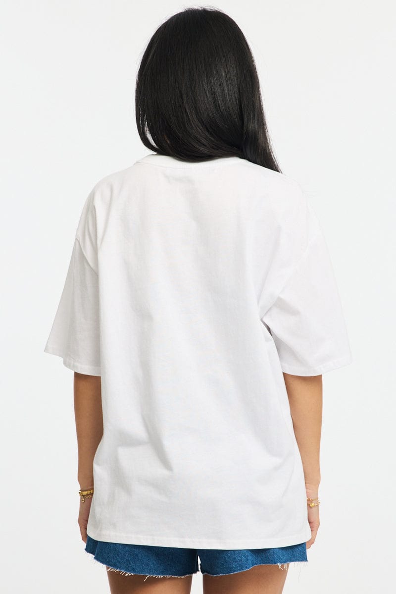 White Graphic Tee Short Sleeve for Ally Fashion