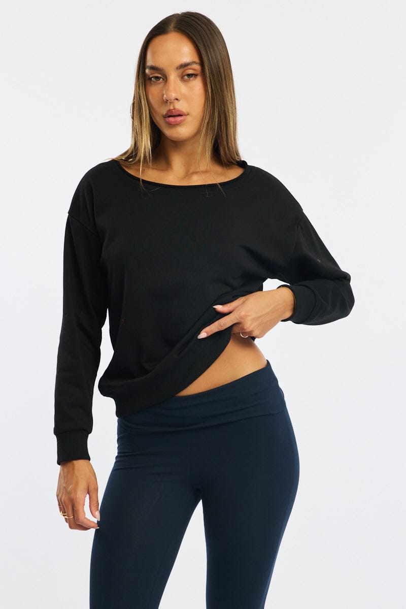 Black Off Shoulder Sweater Long Sleeve for Ally Fashion
