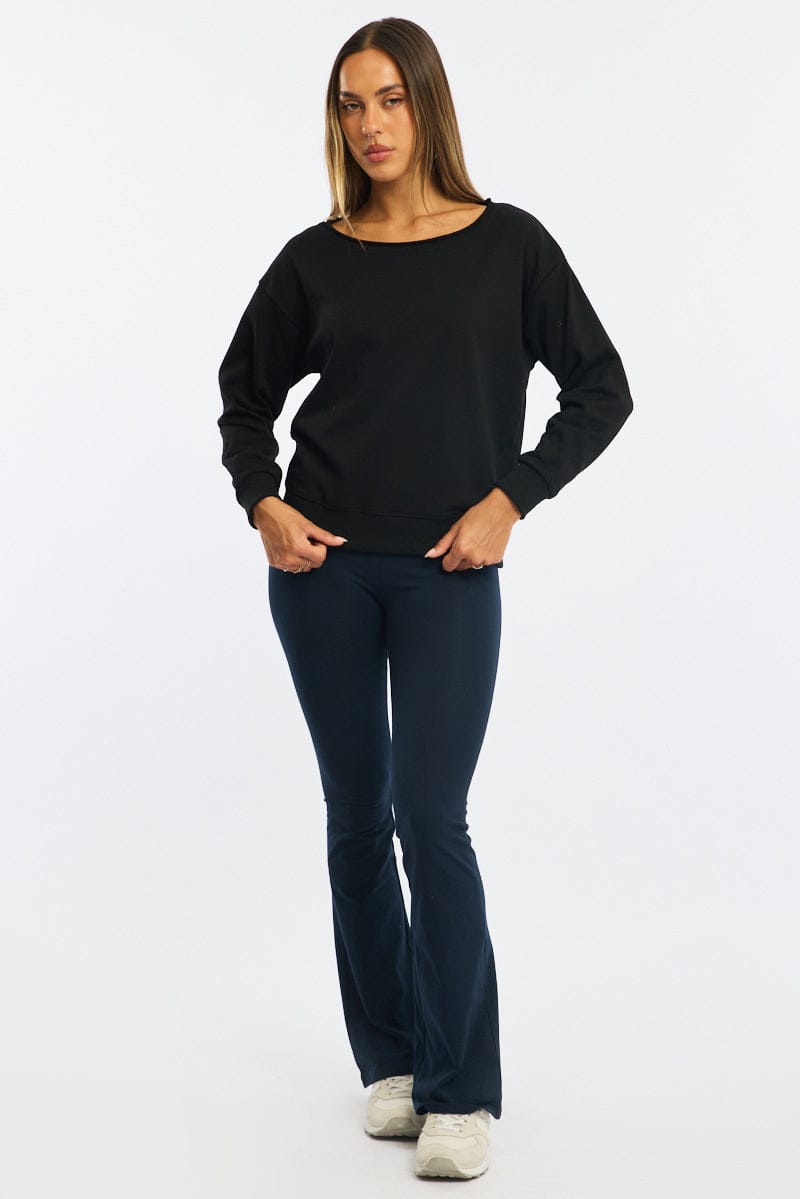 Black Off Shoulder Sweater Long Sleeve for Ally Fashion