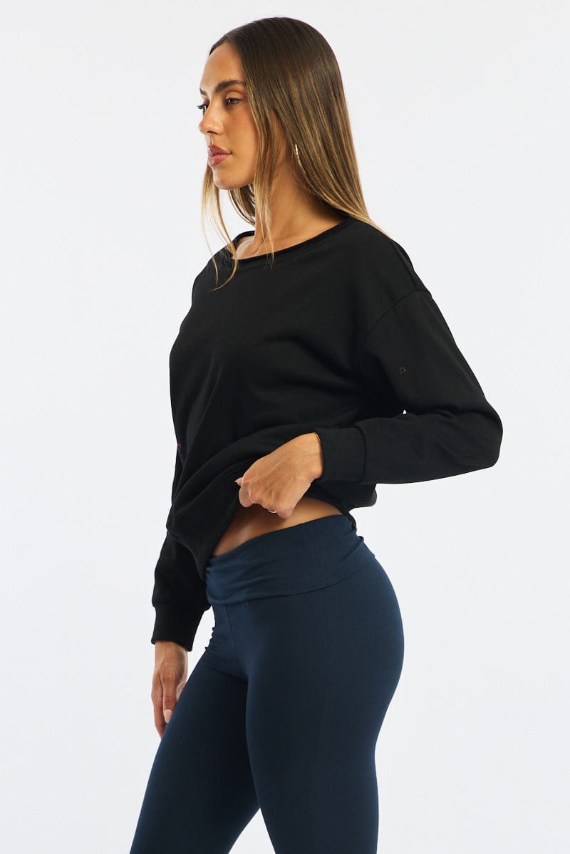 Black Off Shoulder Sweater Long Sleeve for Ally Fashion