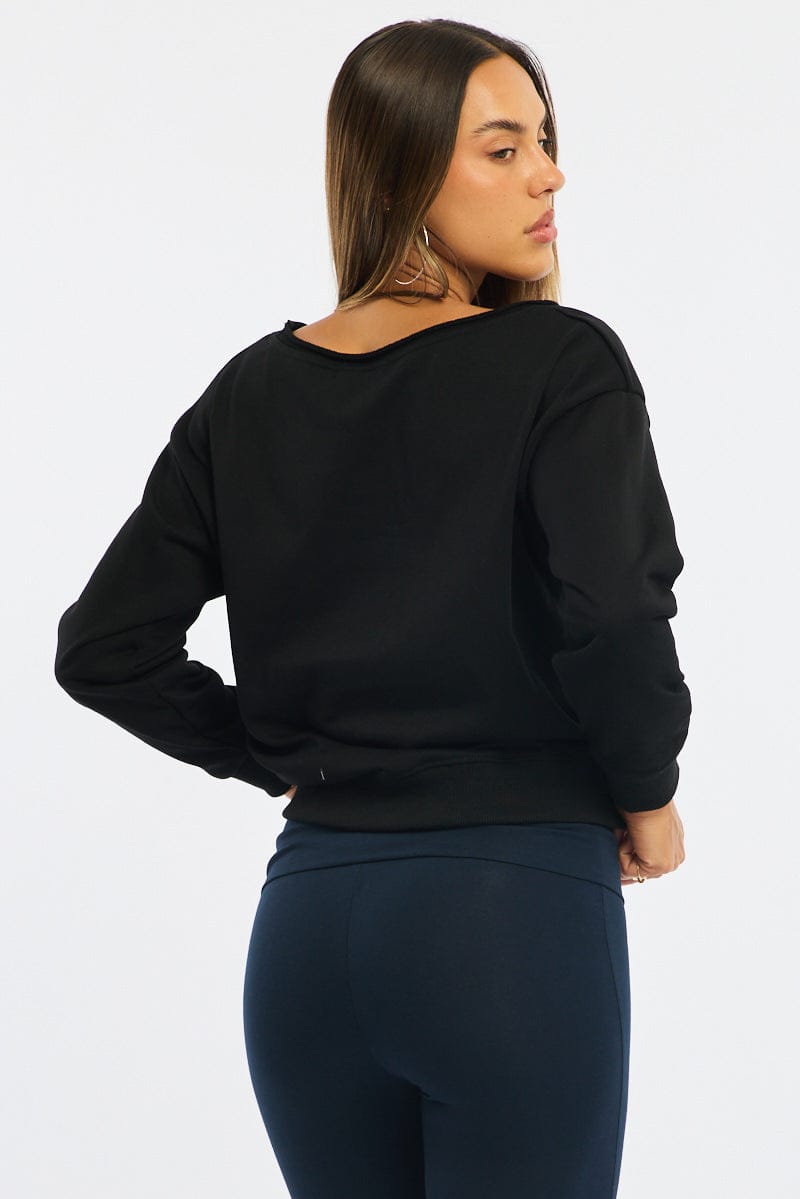 Black Off Shoulder Sweater Long Sleeve for Ally Fashion