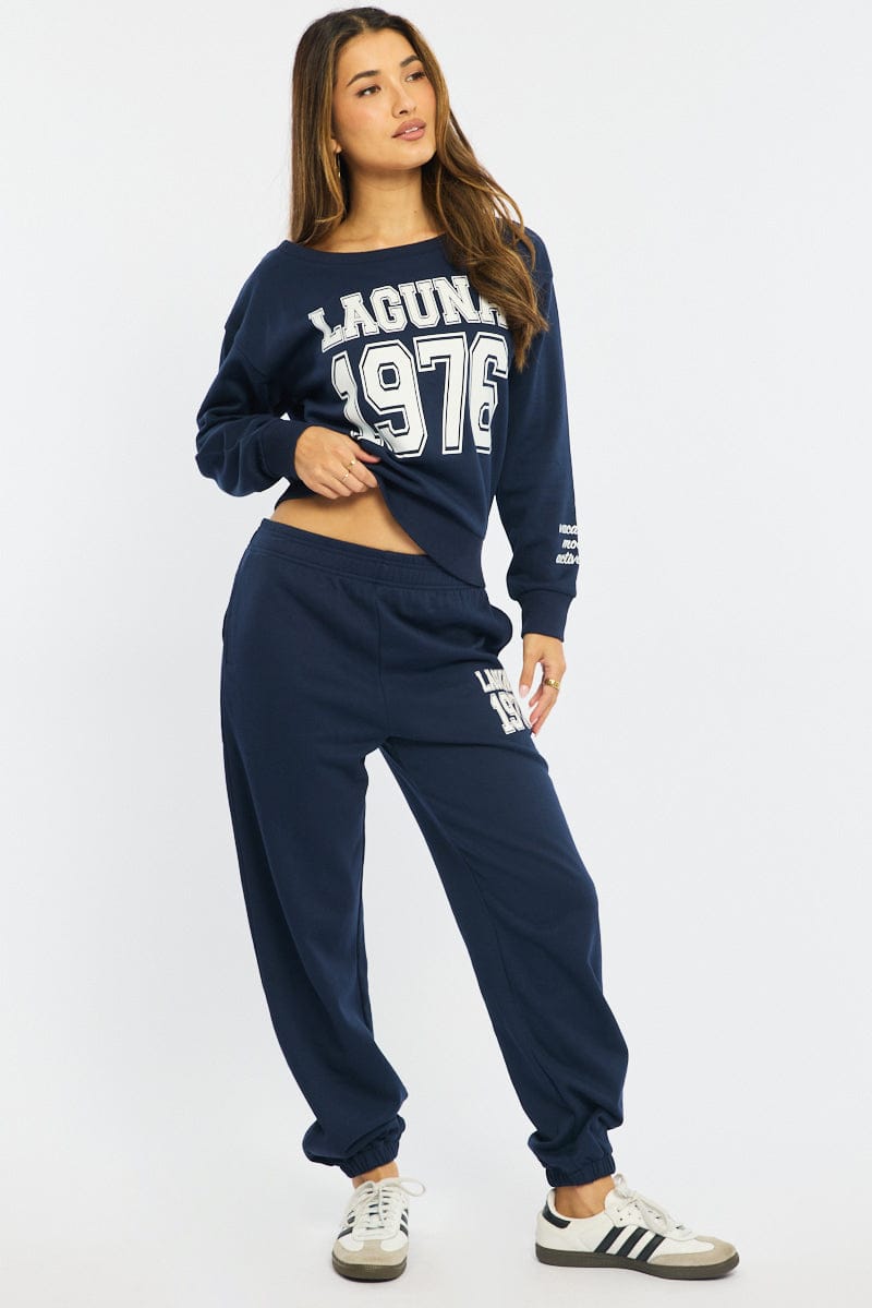 Blue Off Shoulder Sweater Long Sleeve for Ally Fashion