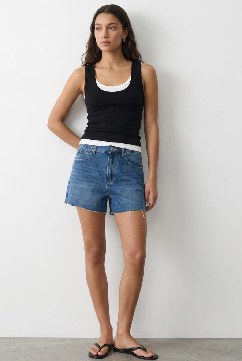 Black Layered Tank Scoop Neck Sleeveless for Ally Fashion