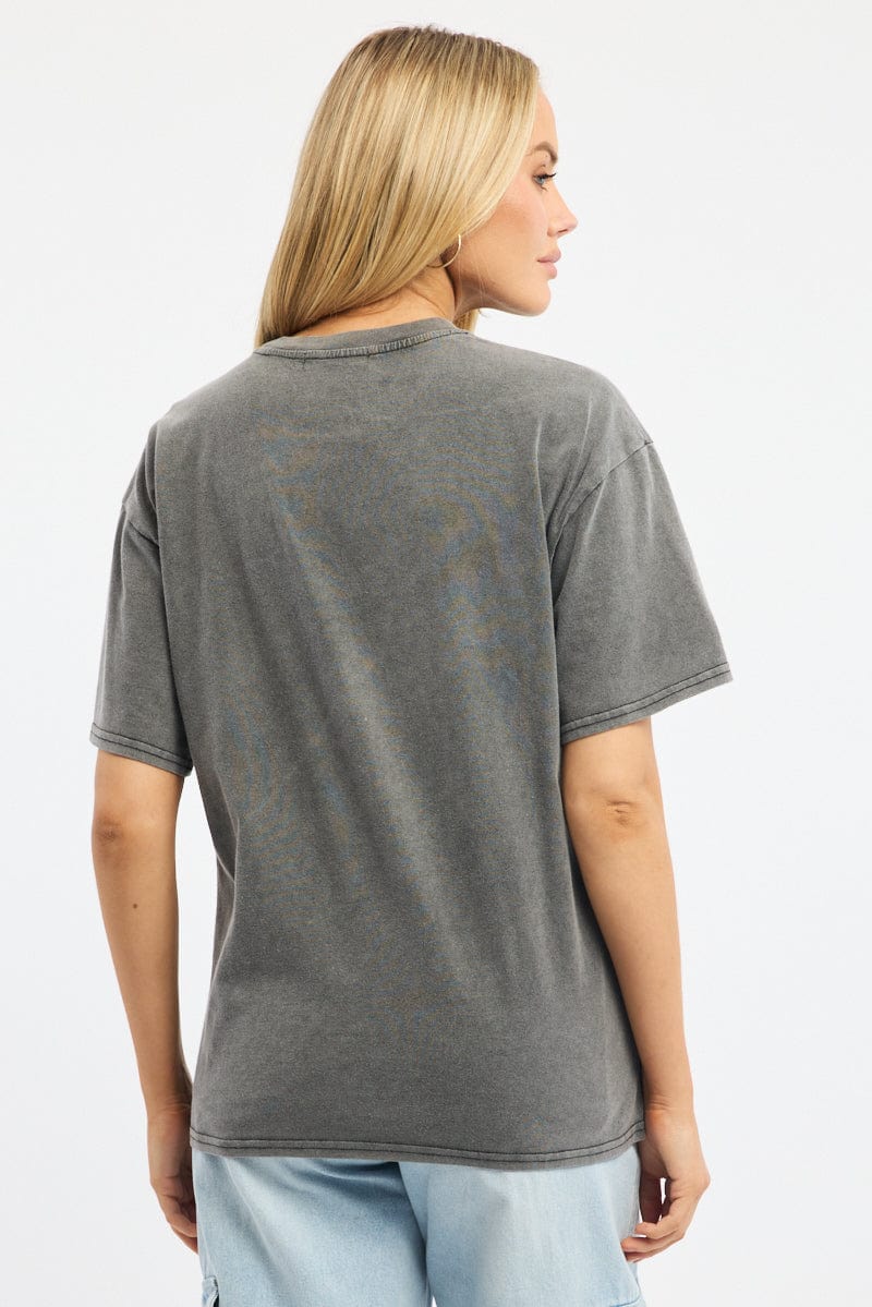 Grey Graphic Tee Short Sleeve for Ally Fashion