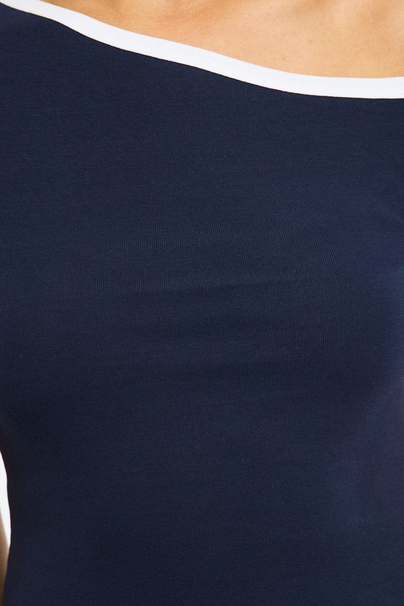 Blue One Shoulder Tee for Ally Fashion
