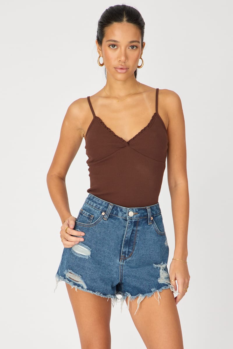 Brown Sweetheart Neckline Cami for Ally Fashion