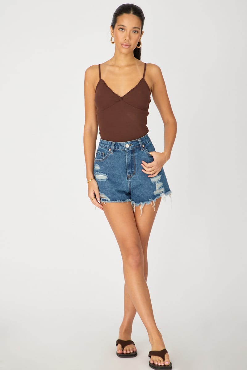 Brown Sweetheart Neckline Cami for Ally Fashion