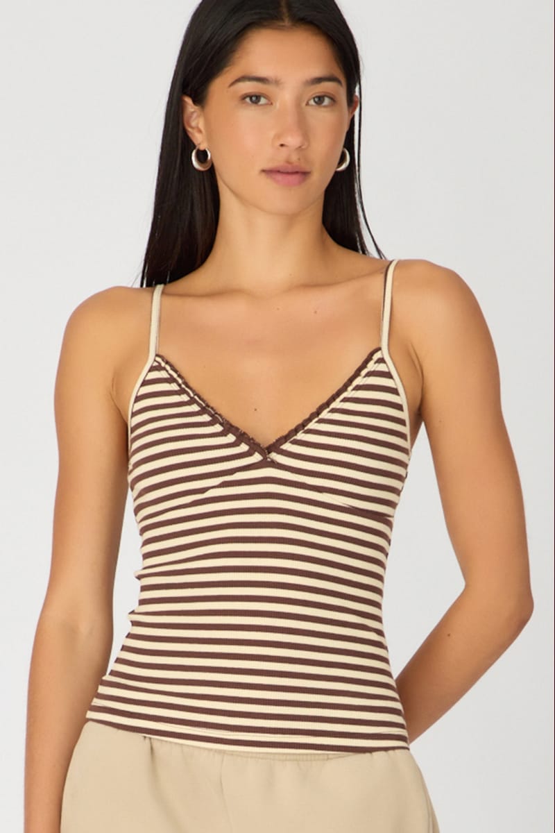 Brown Stripe Sweetheart Neckline Cami for Ally Fashion