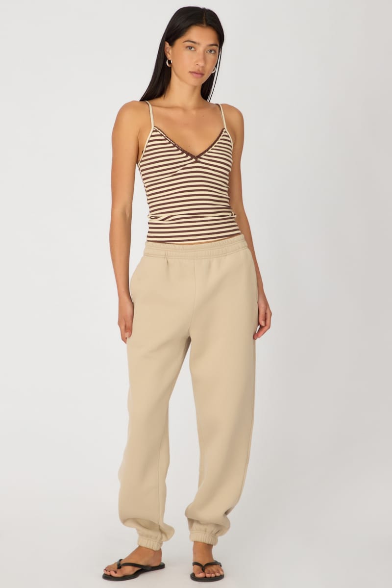 Brown Stripe Sweetheart Neckline Cami for Ally Fashion