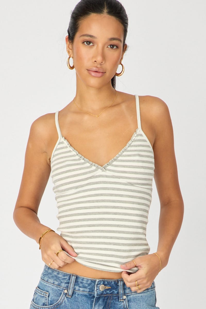 Grey Stripe Sweetheart Neckline Cami for Ally Fashion