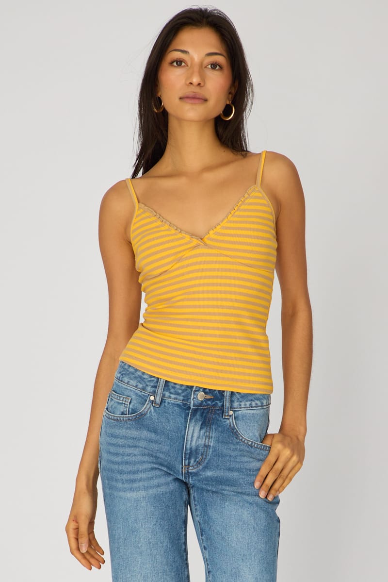 Orange Stripe Sweetheart Neckline Cami for Ally Fashion