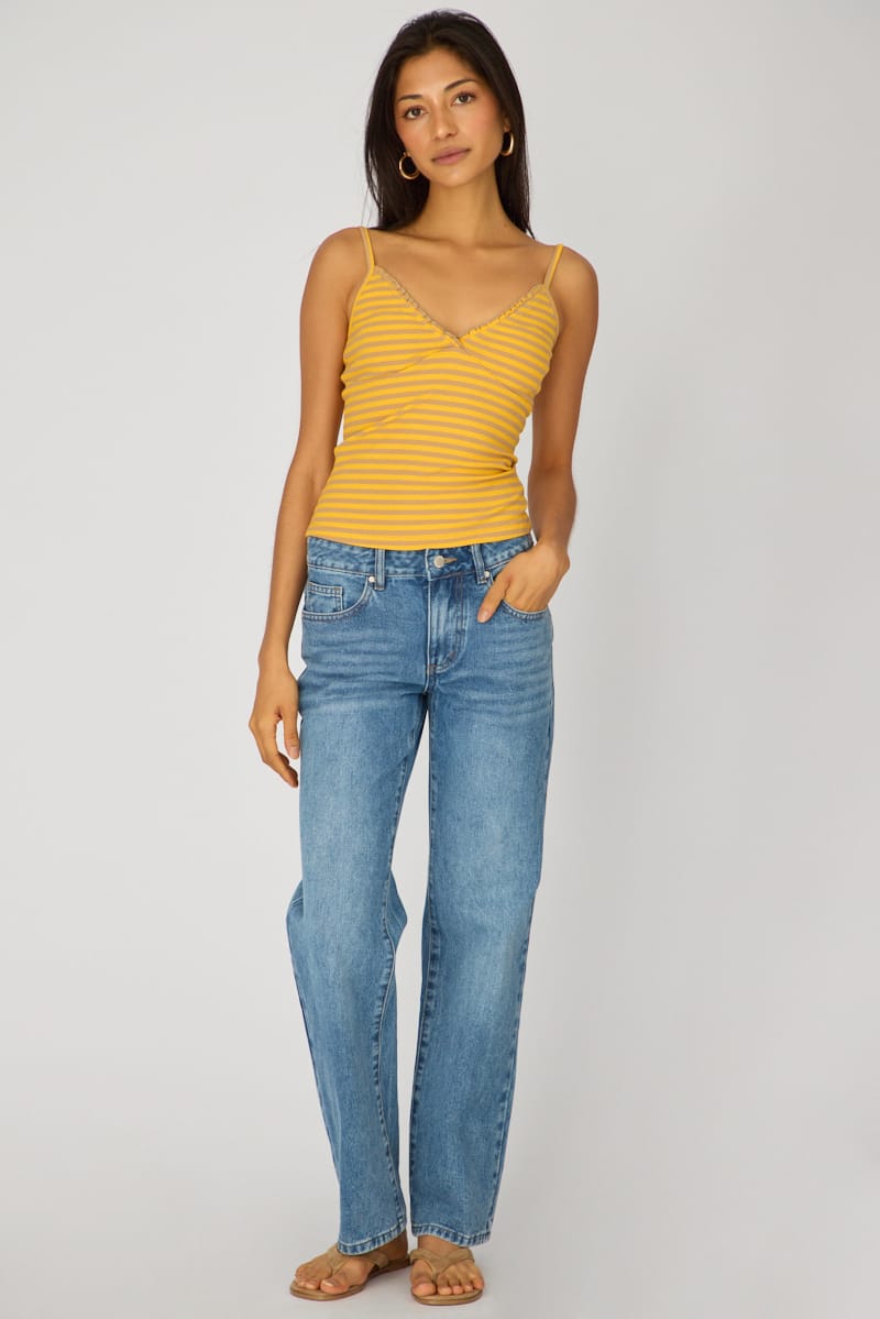 Orange Stripe Sweetheart Neckline Cami for Ally Fashion