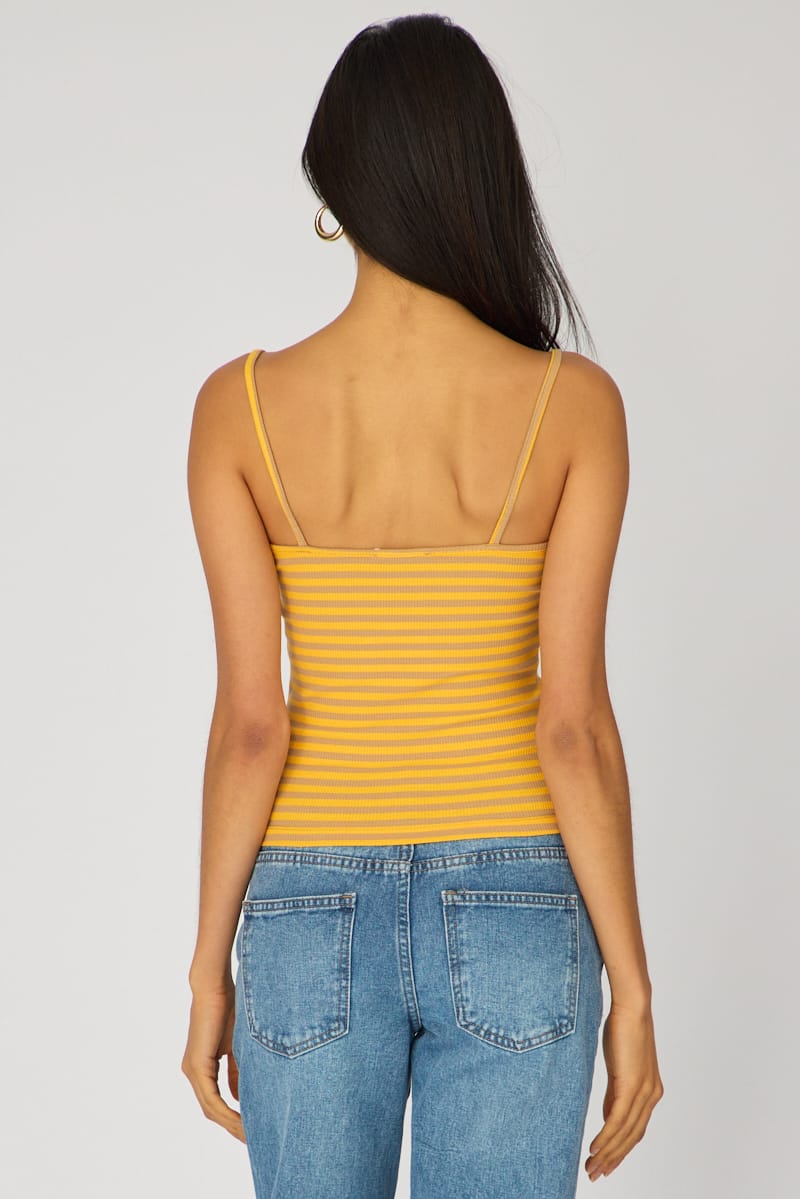 Orange Stripe Sweetheart Neckline Cami for Ally Fashion
