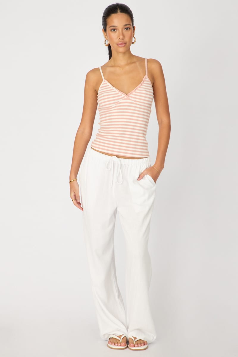 Pink Stripe Sweetheart Neckline Cami for Ally Fashion