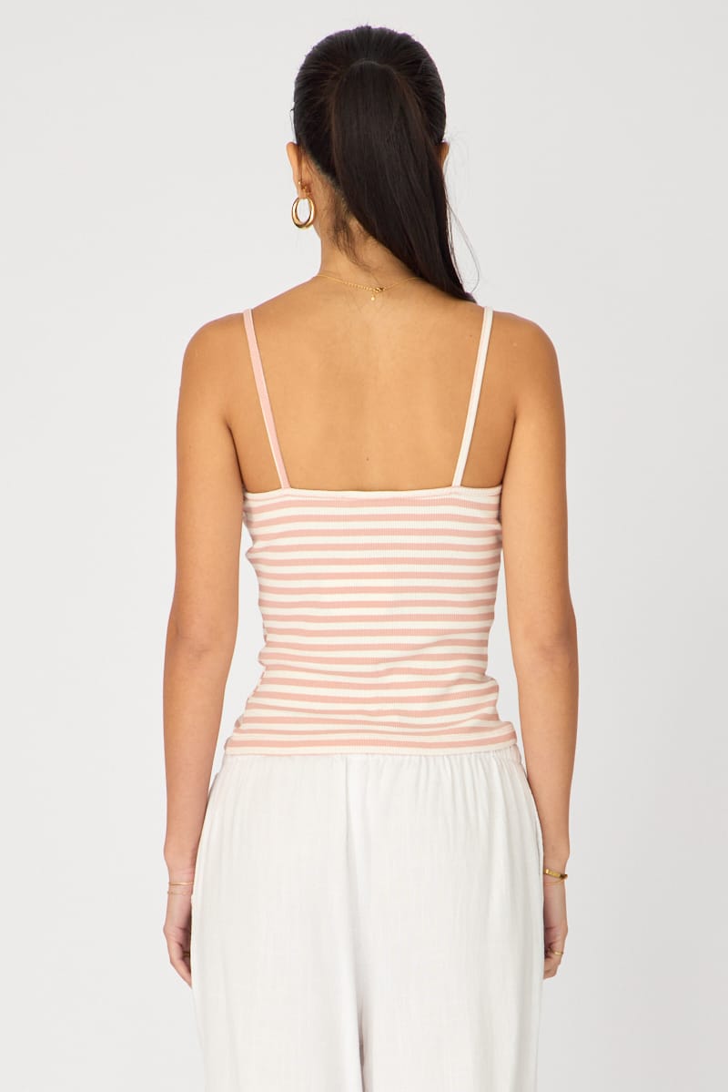 Pink Stripe Sweetheart Neckline Cami for Ally Fashion