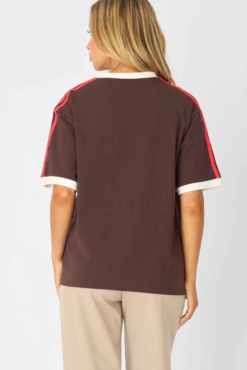 Brown Graphic Tee Short Sleeve for Ally Fashion