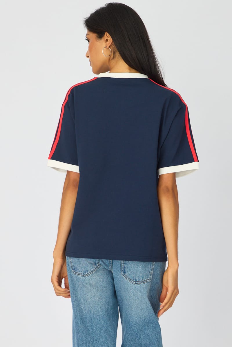 Blue Graphic Tee Short Sleeve for Ally Fashion
