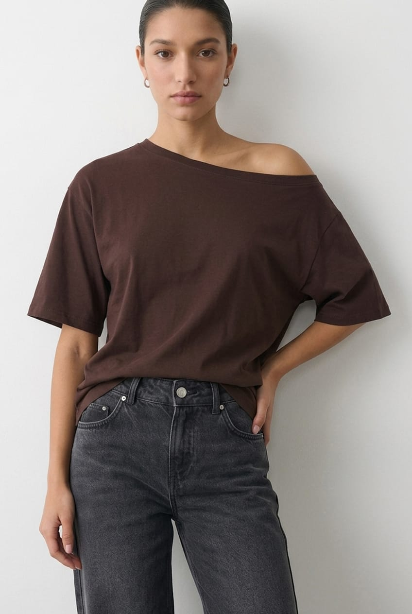 Brown Off Shoulder Top for Ally Fashion