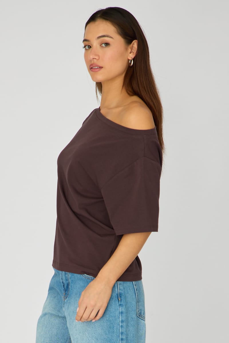 Brown Off Shoulder Top for Ally Fashion