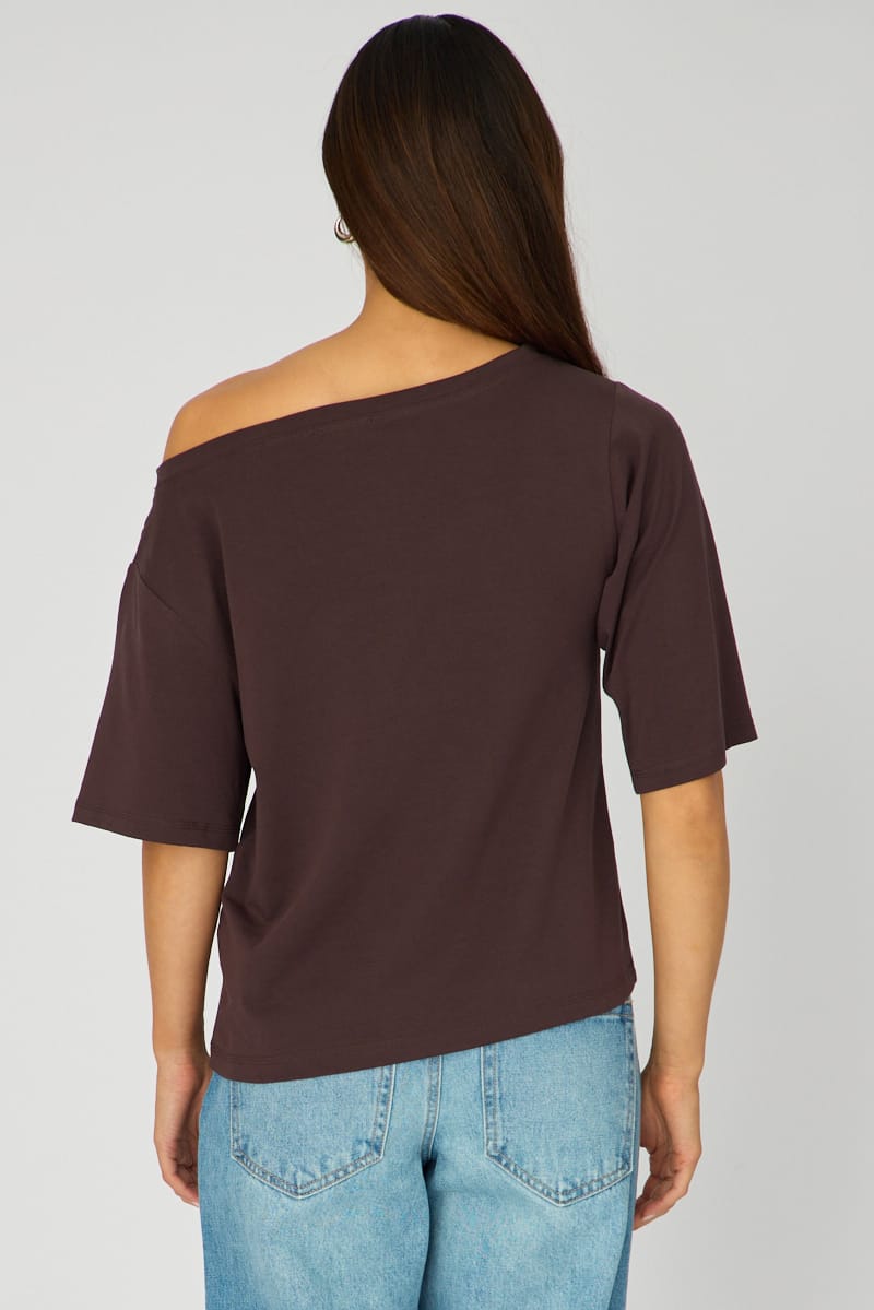 Brown Off Shoulder Top for Ally Fashion