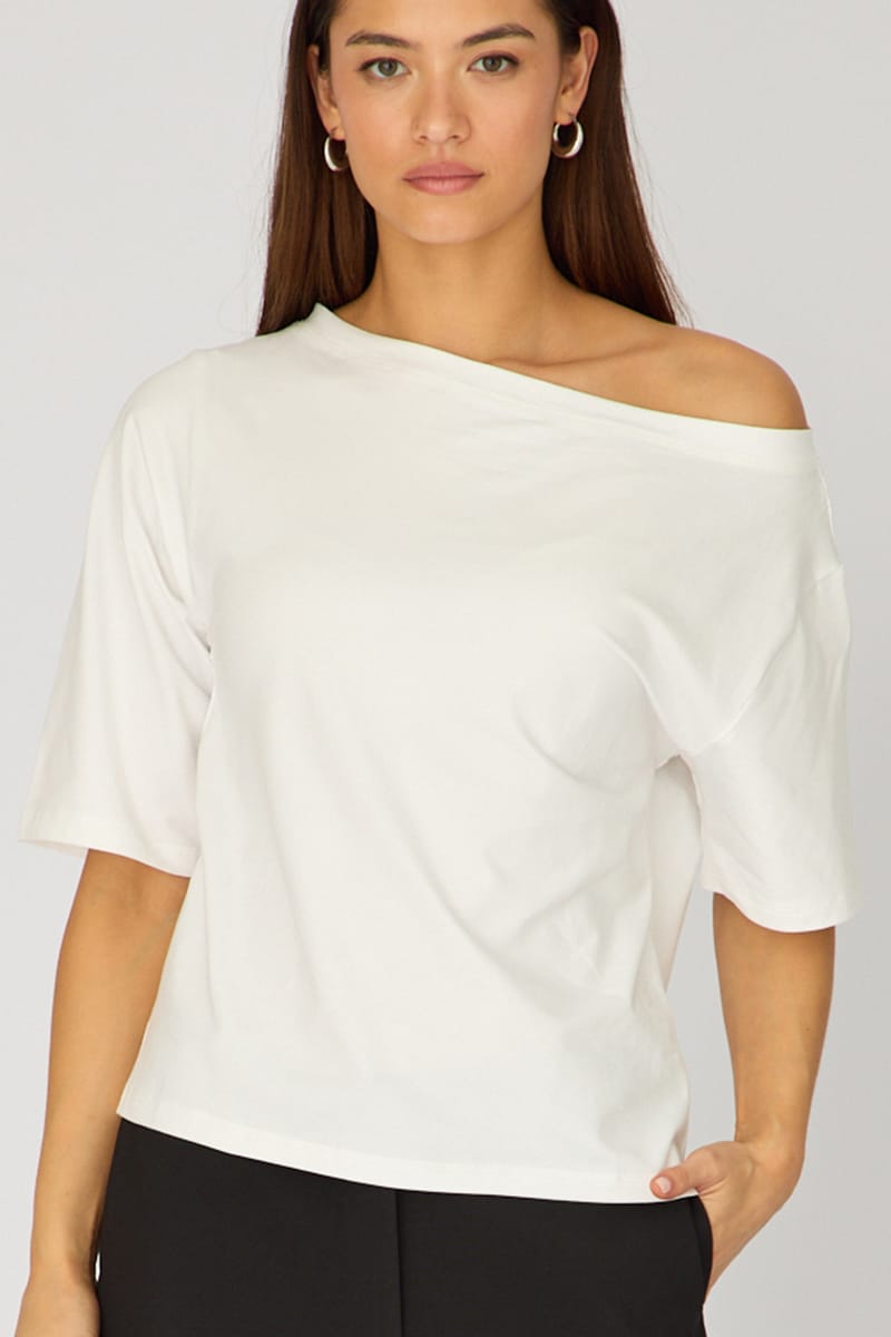 White Off Shoulder Top for Ally Fashion
