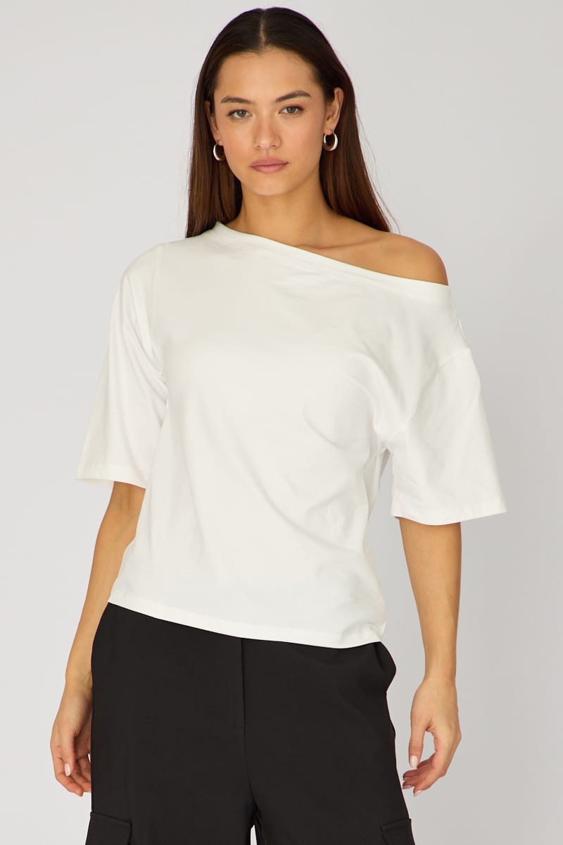 White Off Shoulder Top for Ally Fashion