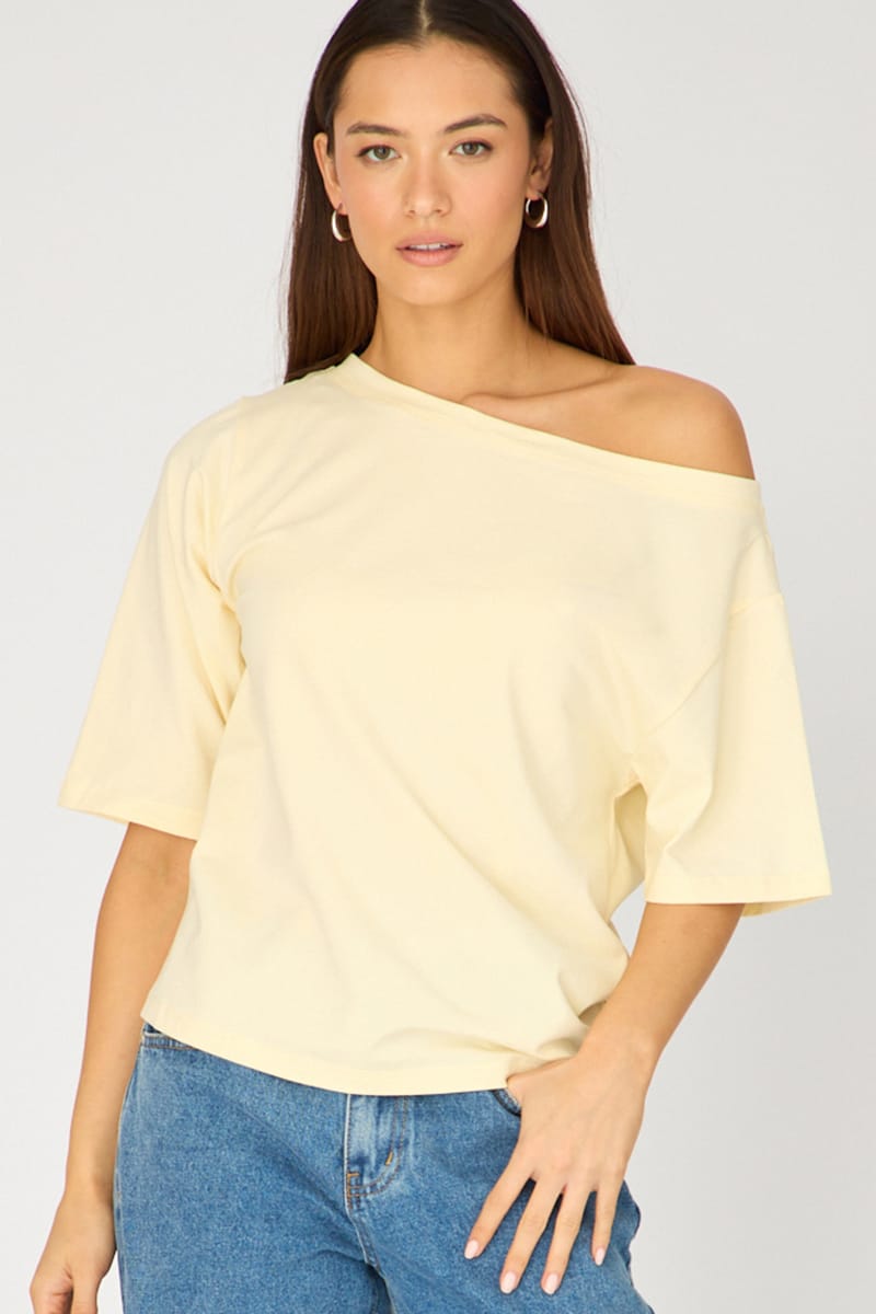 Yellow Off Shoulder Top for Ally Fashion