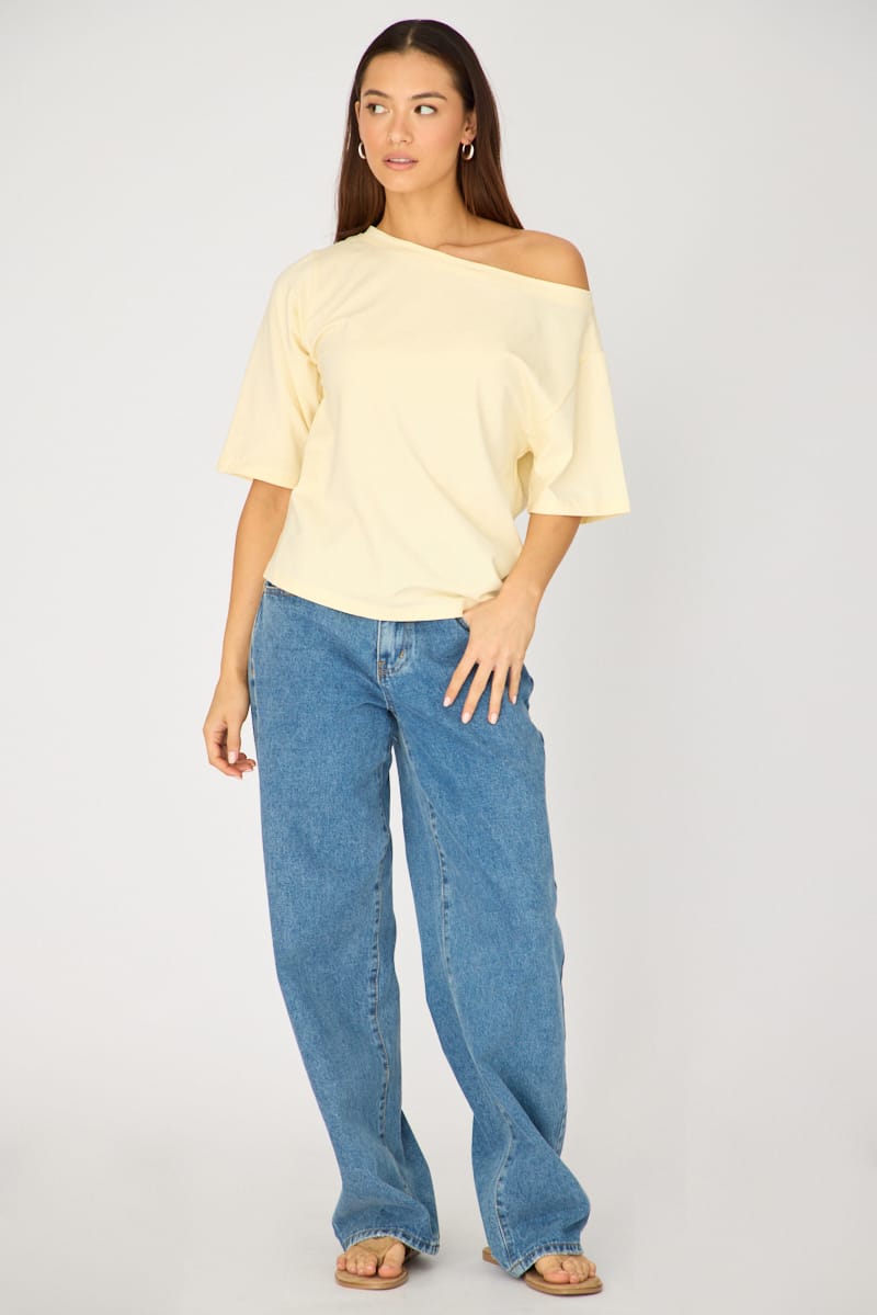 Yellow Off Shoulder Top for Ally Fashion