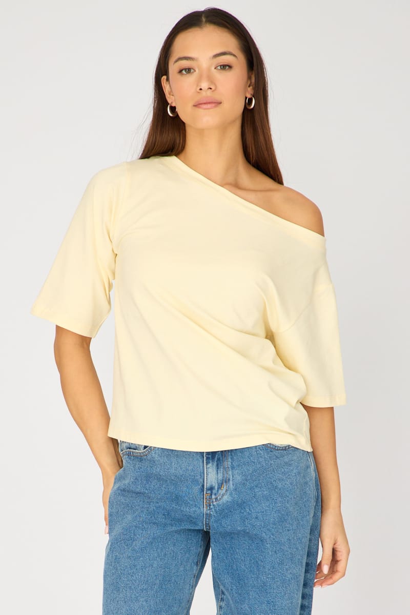 Yellow Off Shoulder Top for Ally Fashion