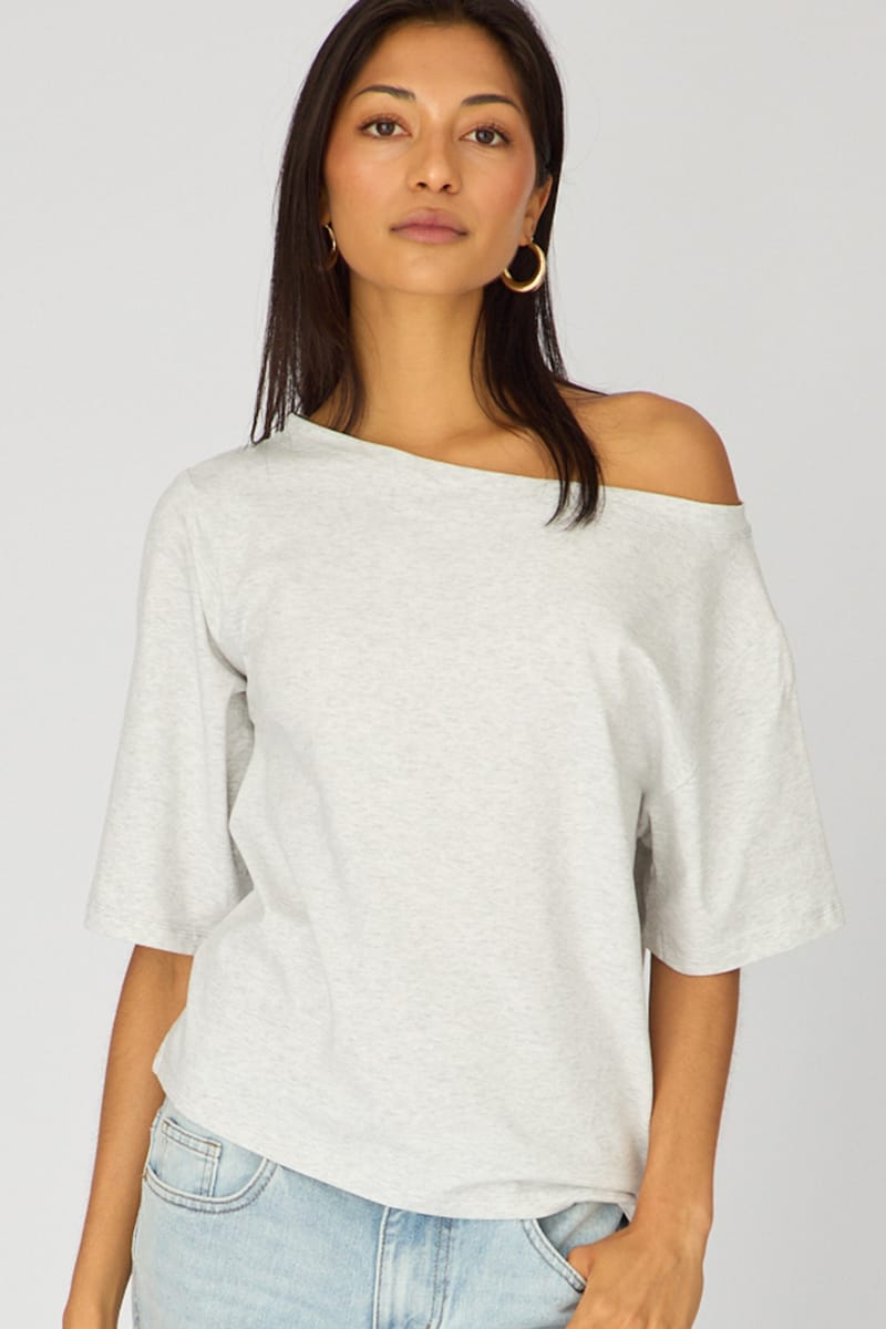 Grey Off Shoulder Top for Ally Fashion
