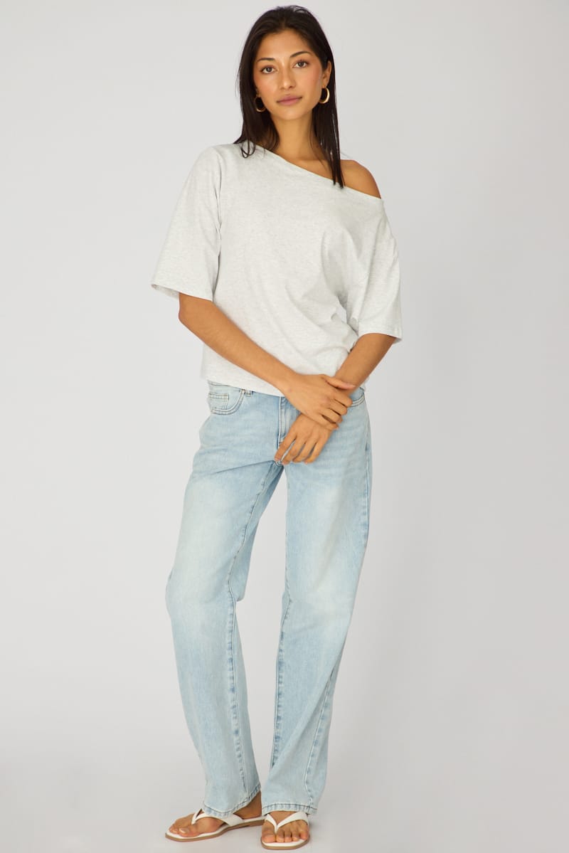 Grey Off Shoulder Top for Ally Fashion