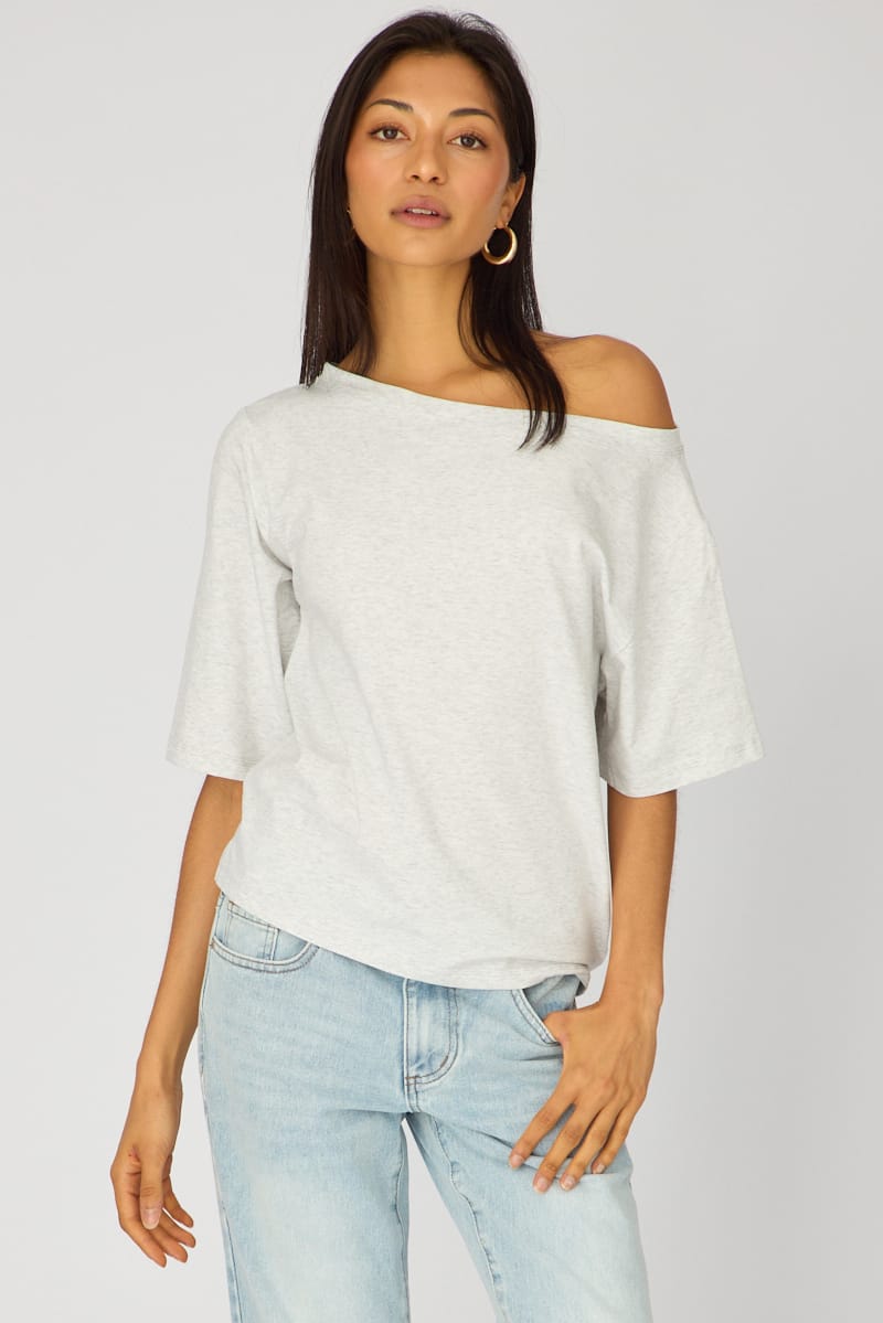 Grey Off Shoulder Top for Ally Fashion