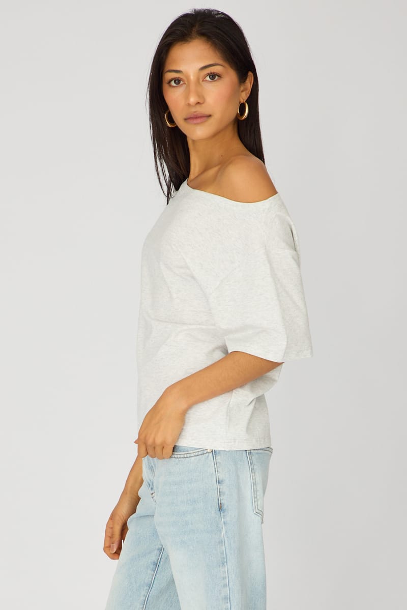 Grey Off Shoulder Top for Ally Fashion