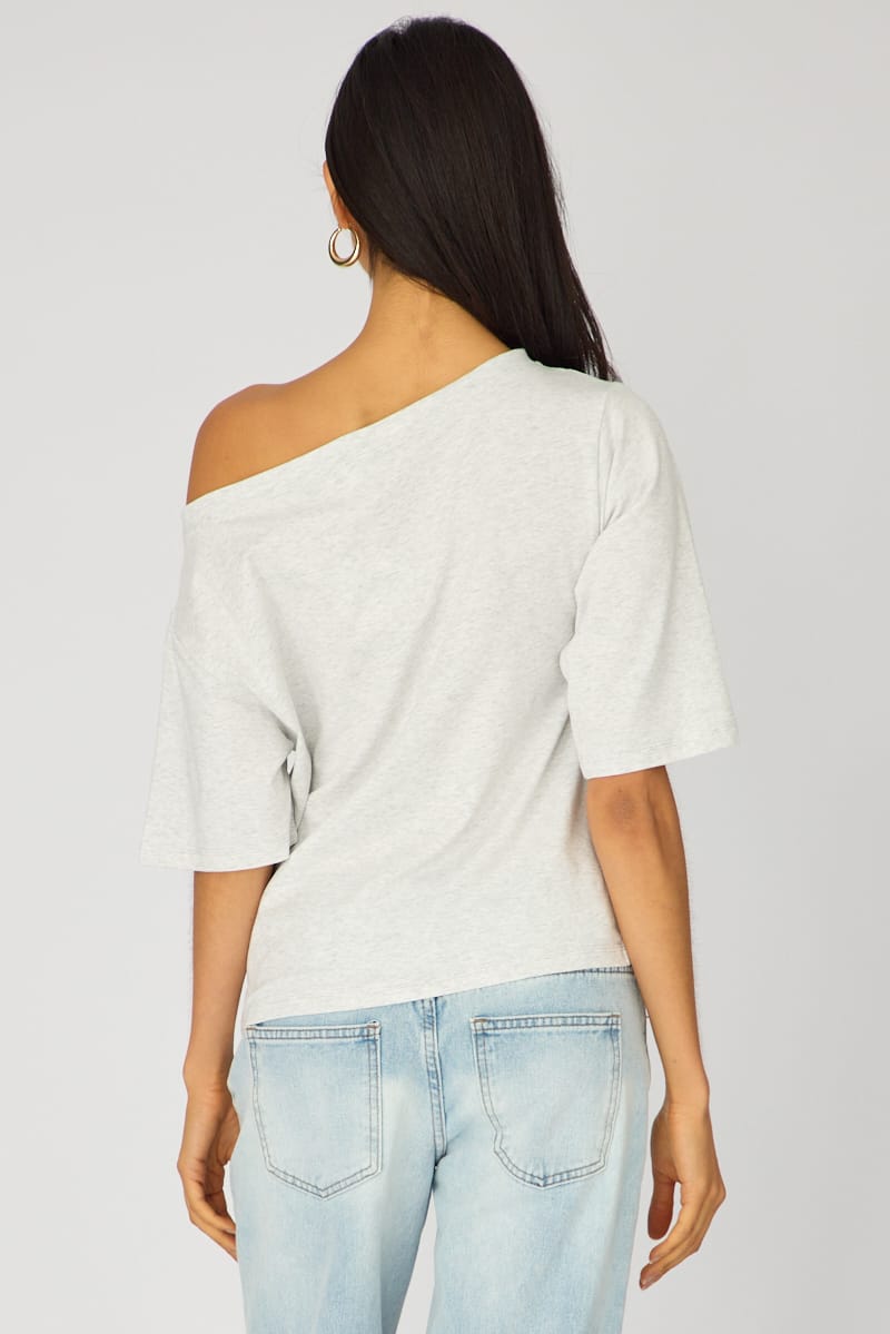 Grey Off Shoulder Top for Ally Fashion