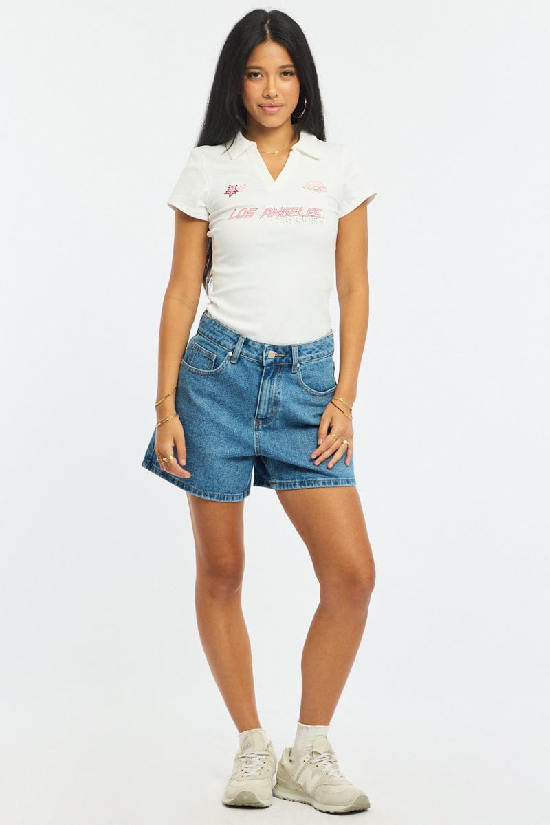 White Graphic Tee Short Sleeve for Ally Fashion
