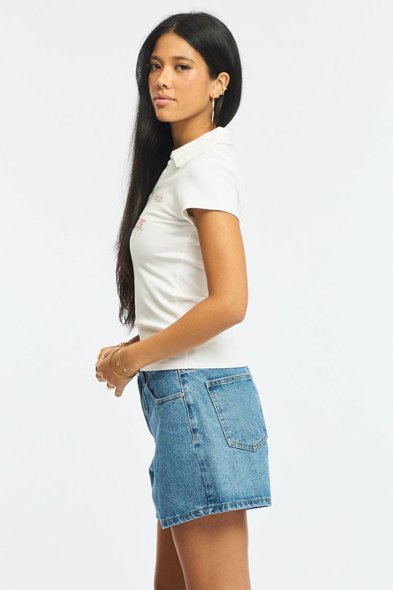 White Graphic Tee Short Sleeve for Ally Fashion