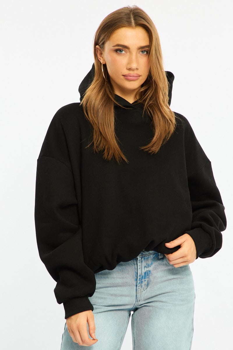 Black Graphic Hoodie Sweater Long Sleeve for Ally Fashion