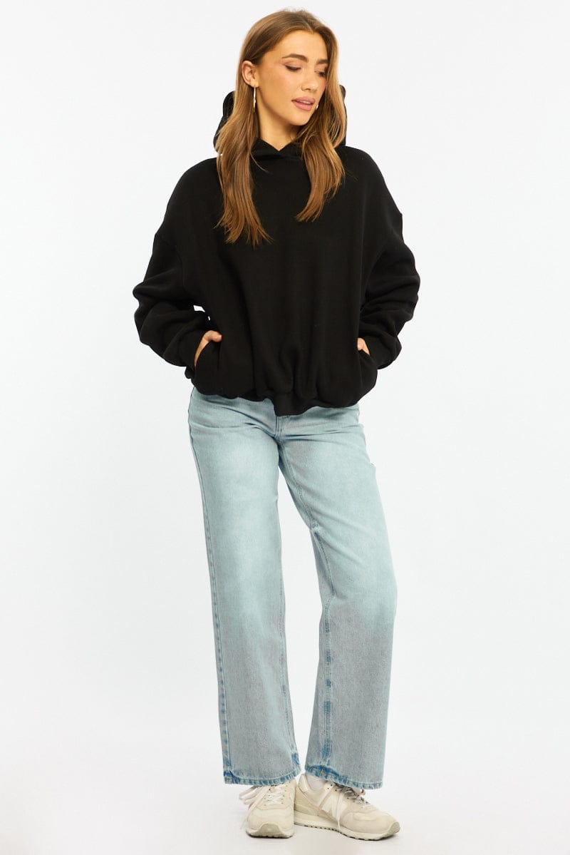 Black Graphic Hoodie Sweater Long Sleeve for Ally Fashion